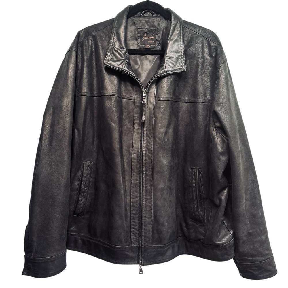 Joseph by Jos. A. Bank black genuine leather front zip jacket, size XXL